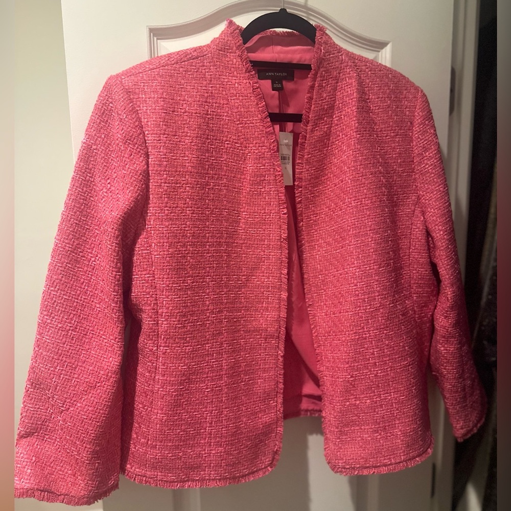 NEW Ann Taylor Pink Blazer Textured Suit Jacket